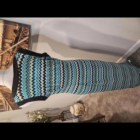 Soho Trendy Chevron Maxi Dress - Blue & Black - Picture 2 of 6